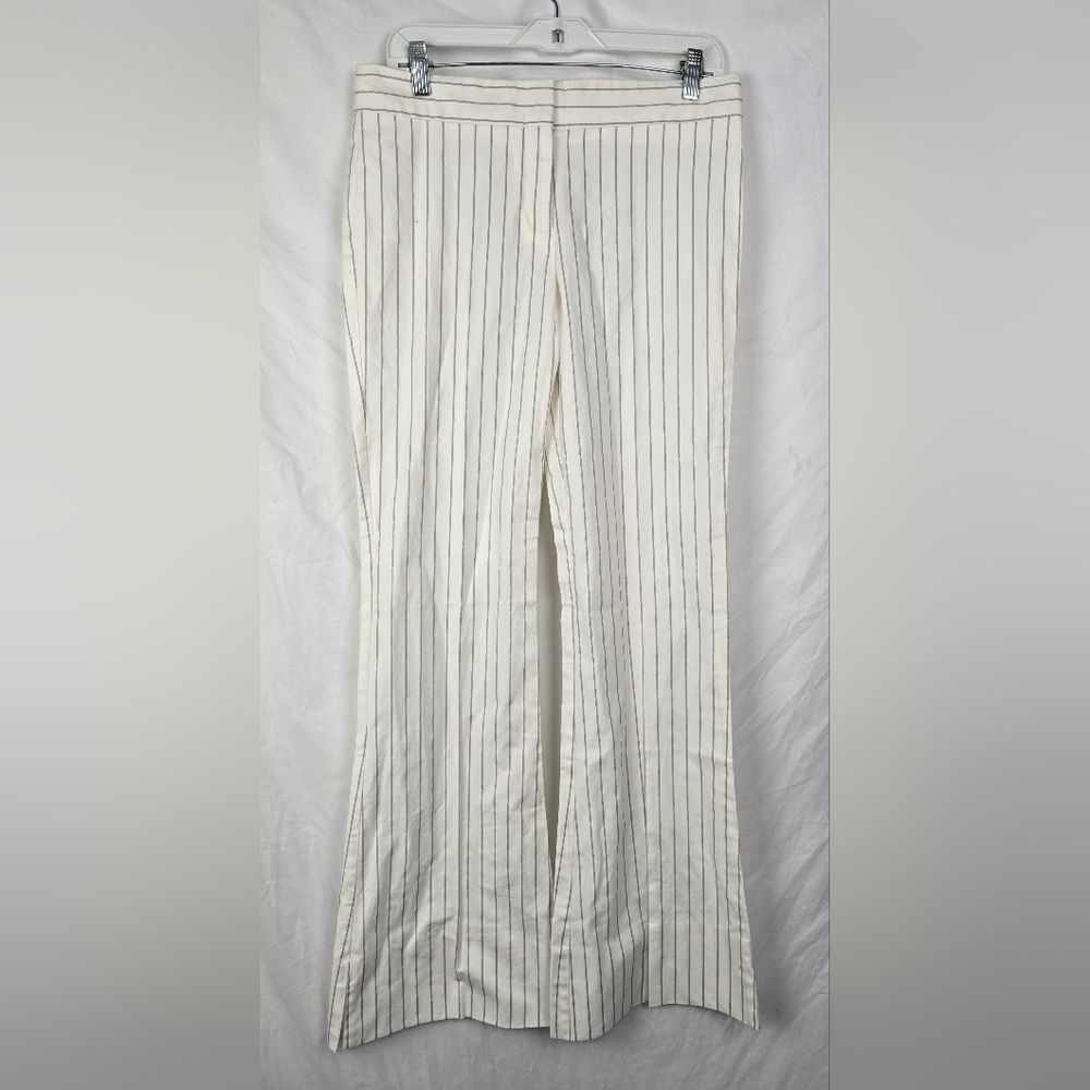 BCBGMAXAZRIA Striped Minimalist Flared Slit Preppy Careerwear Pants sz 6 NWT